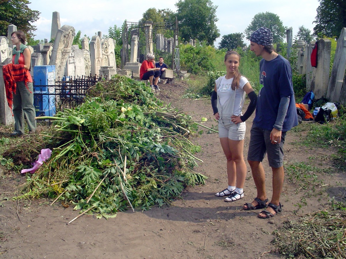 Volunteers having a break