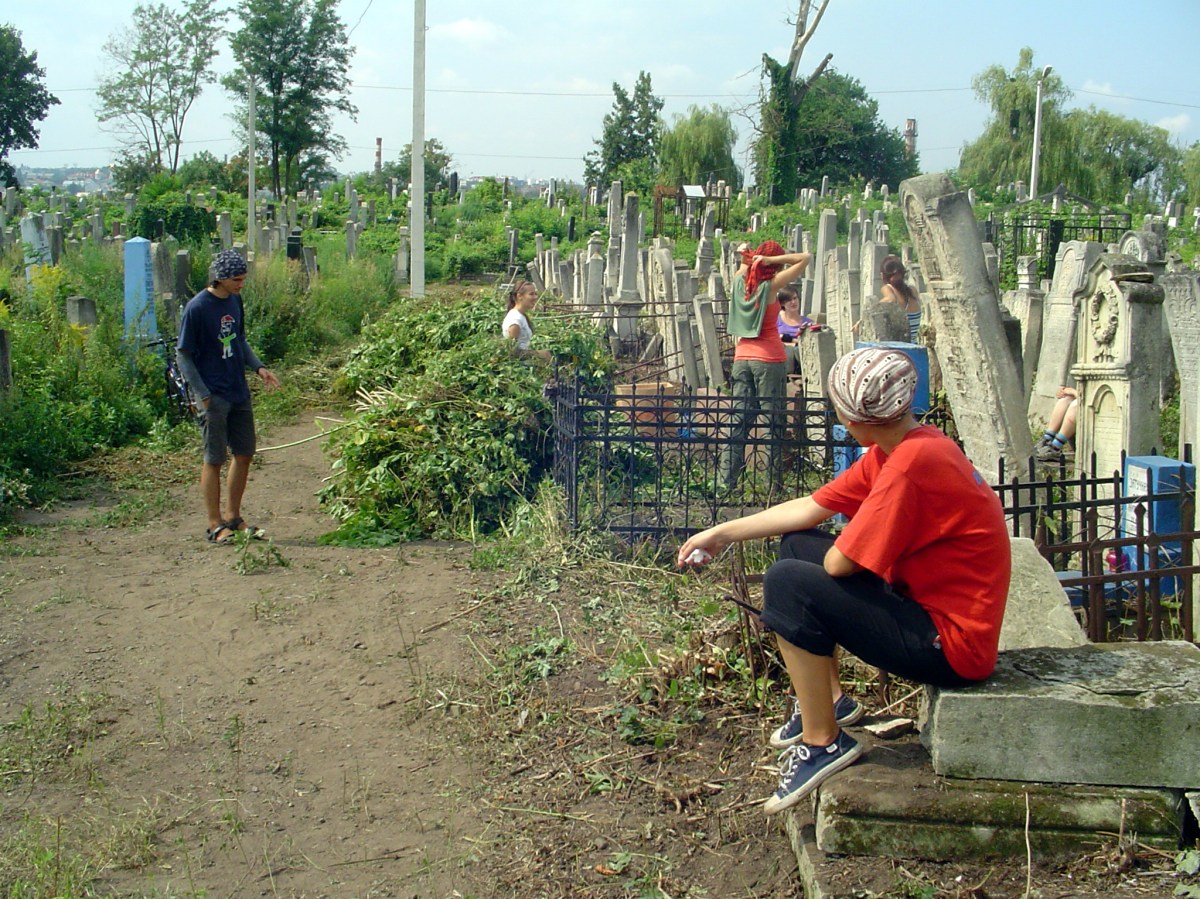 Volunteers having a break