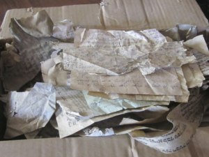 Scraps of miscellaneous Jewish papers dating from 1941-43 – discovered in early 2011 during the renovation of a building that once housed a synagogue within the Jewish ghetto.
