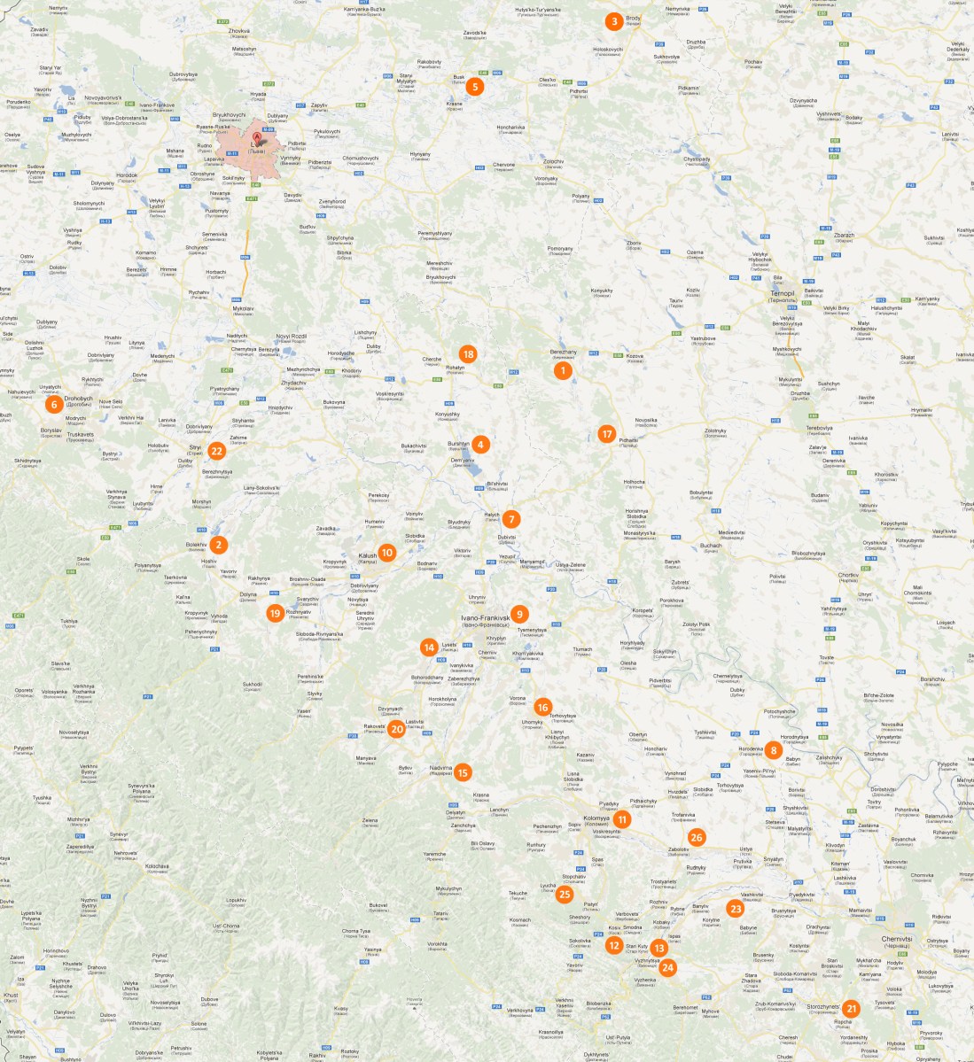 Travel plan Galicia and Bukovina 2013