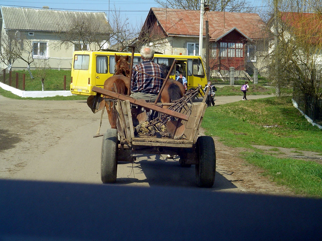 Horse carts are still common for transport.