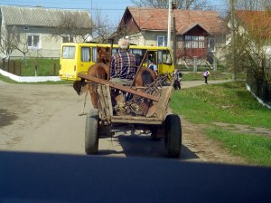 Horse carts are still common for transport