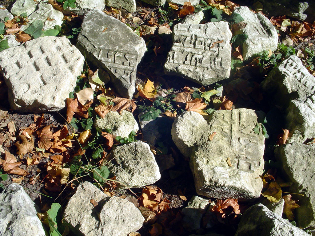 Lviv - fragments of Jewish grave stones, October 2012