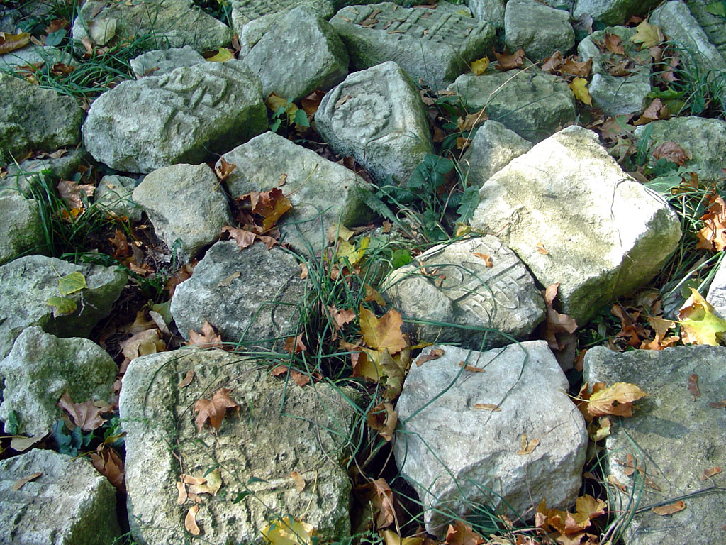 Lviv - fragments of Jewish grave stones, October 2012
