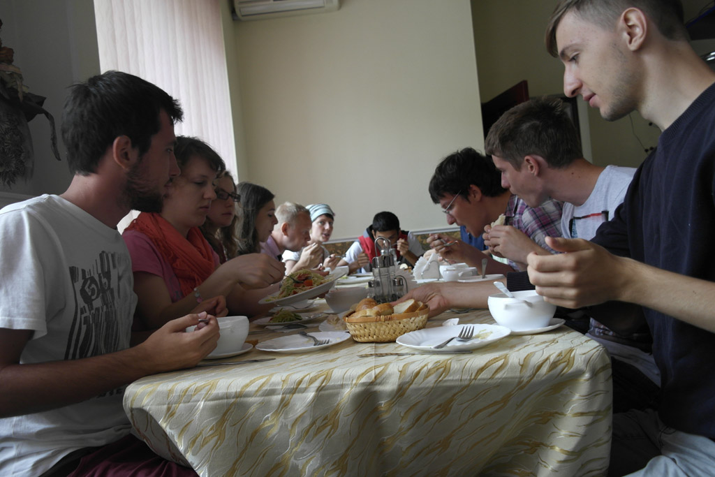 Kosiv - volunteers having a break