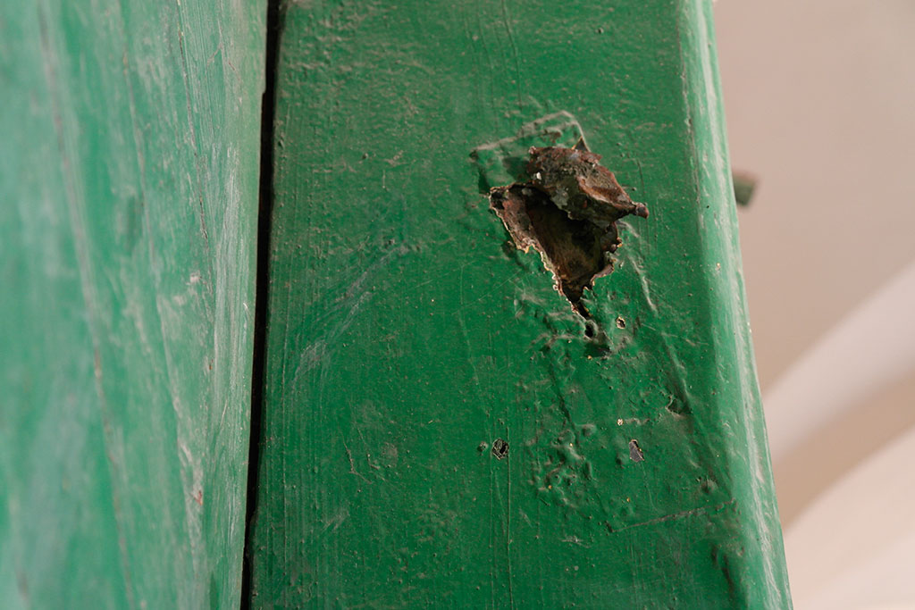 Zhovkva - traces of a mezuzah at the market square