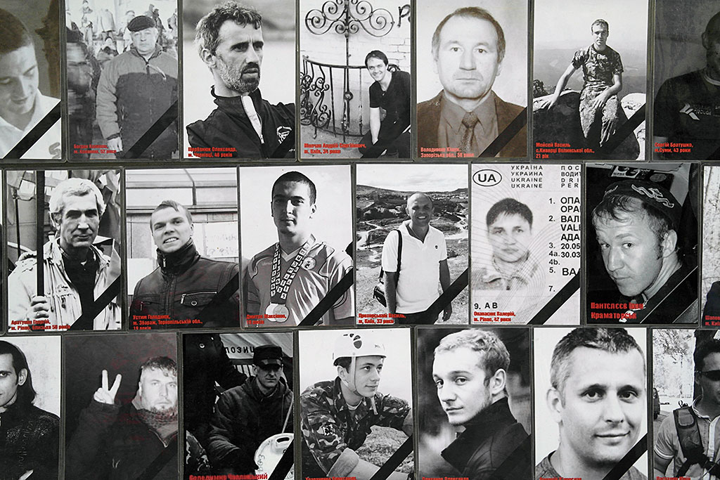A poster commemorates citizens of Lviv killed during Maidan protests