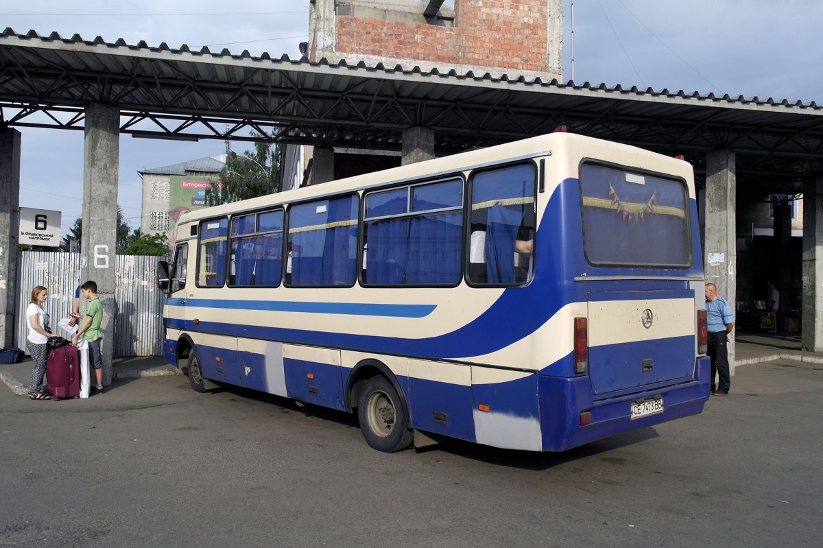 Entering the marshrutka in Chernivtsi