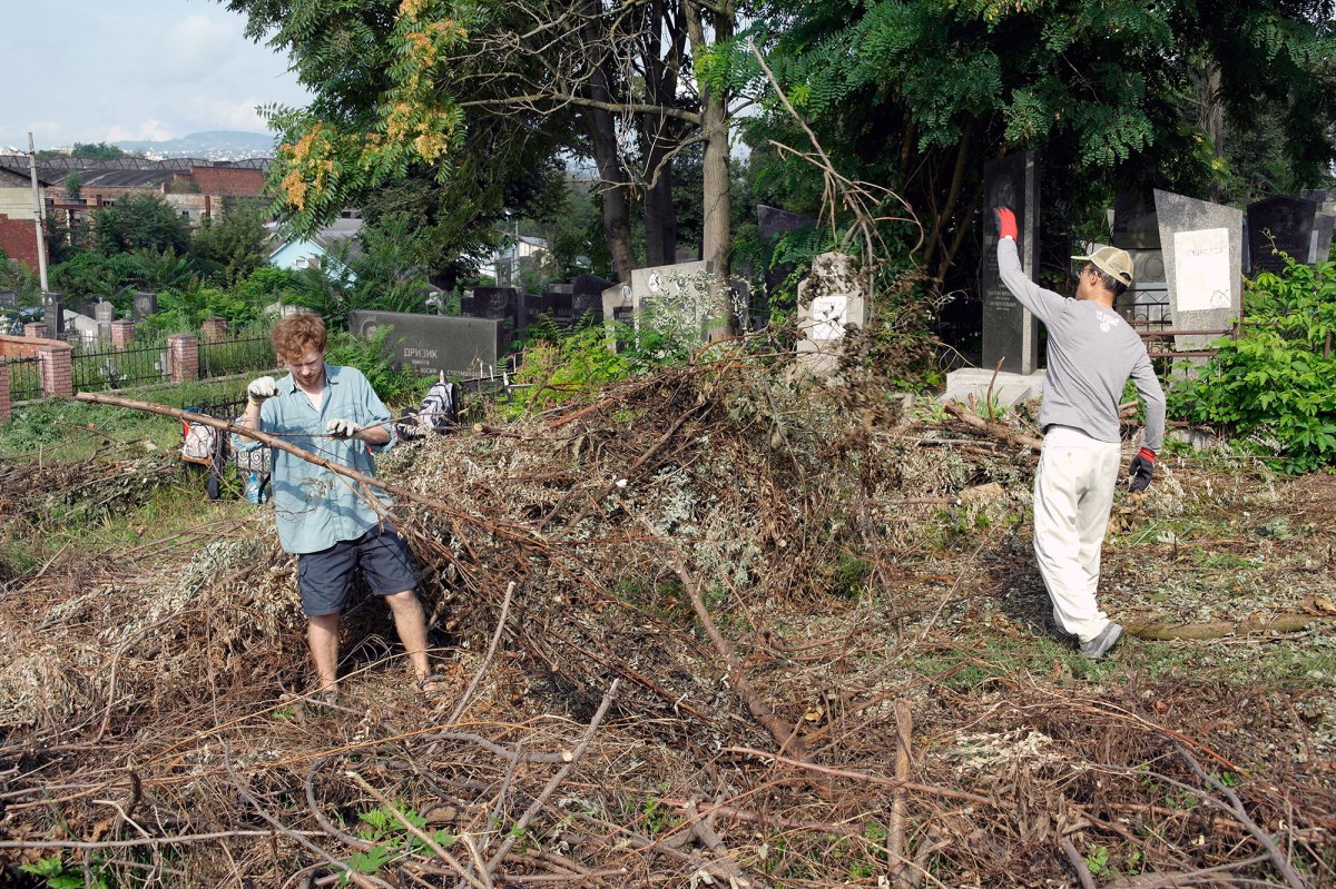 Czernowitz Jewish cemetery - volunteers at work