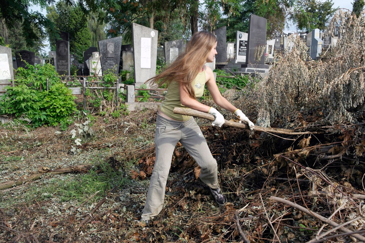 Czernowitz Jewish cemetery - volunteers at work