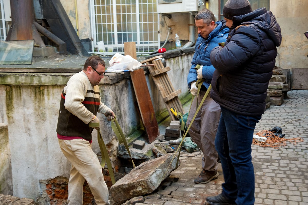 Saving Jewish tombstones at Halytska Square 15 in Lviv