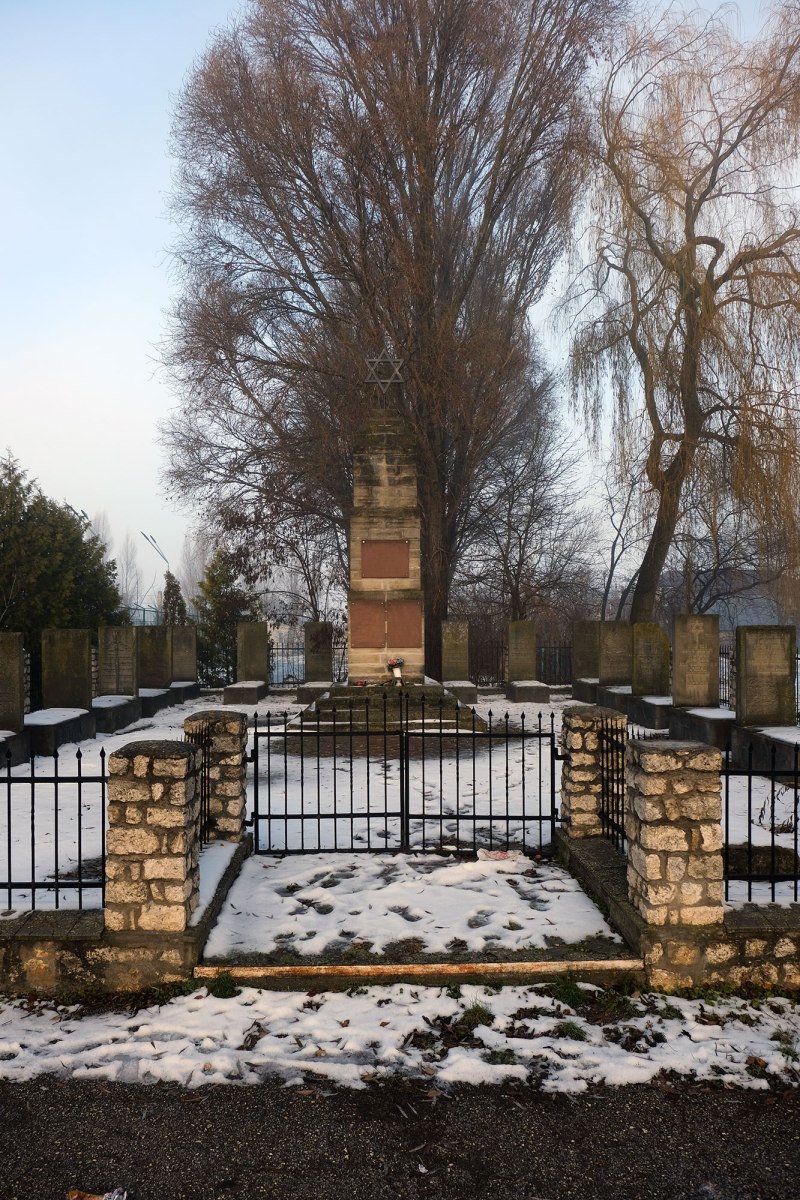 Skalat - Holocaust memorial next to the territory of the Jewish cemetery, now a football field