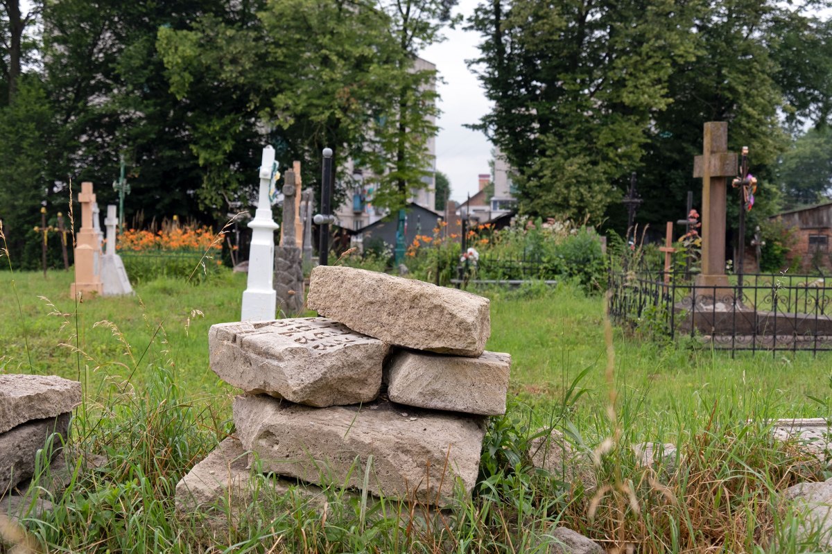 Radekhiv - fragments of Jewish tombstones at the Christian cemetery