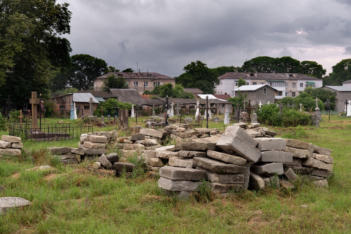 Radekhiv - fragments of Jewish tombstones at the Christian cemetery