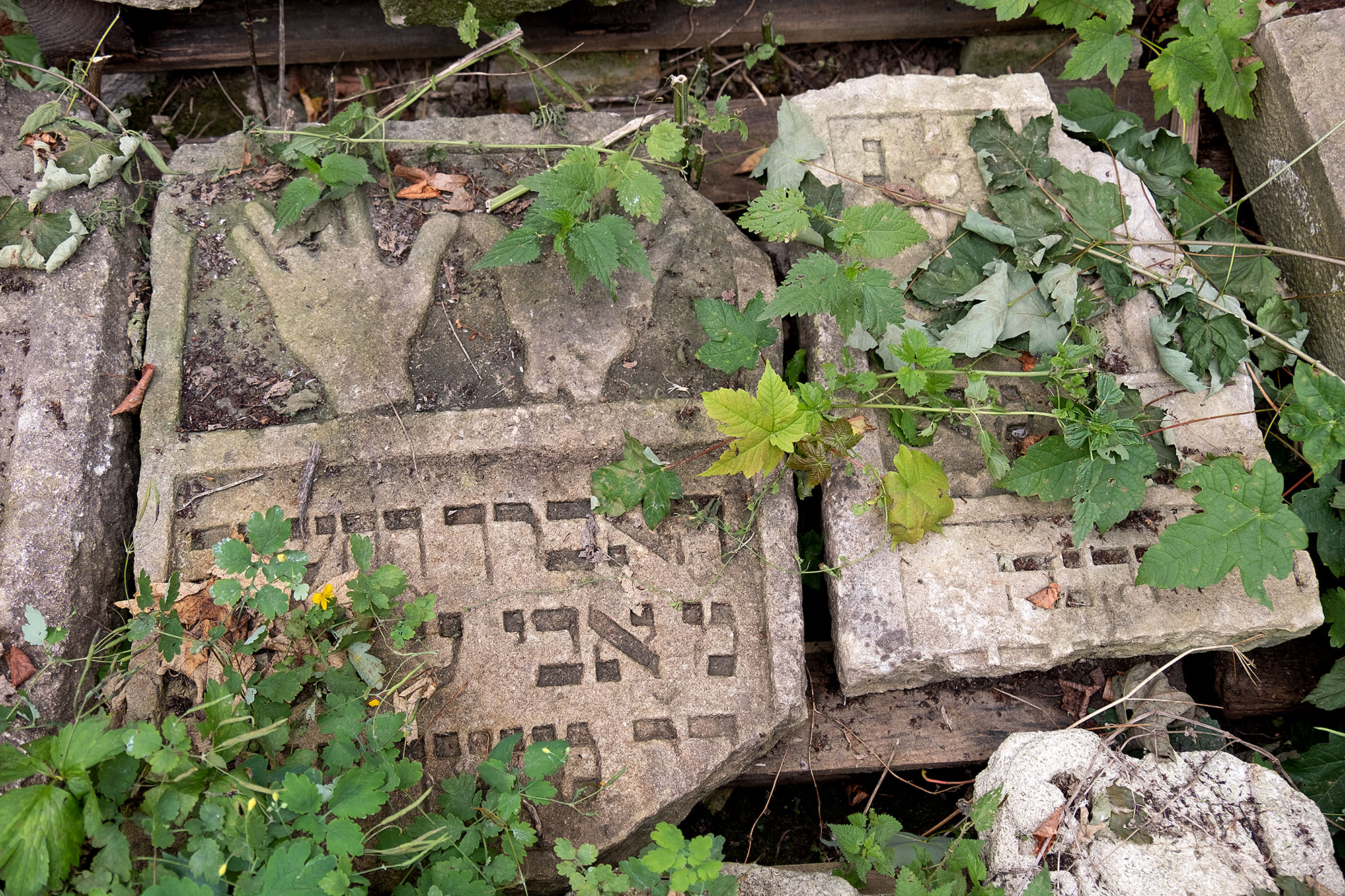 Husiatyn - tombstones from the destroyed Jewish cemetery